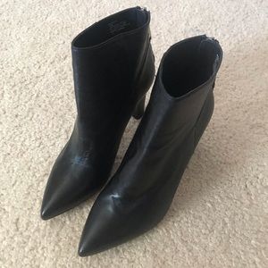 Brian Atwood black leather ankle boots with Fringe